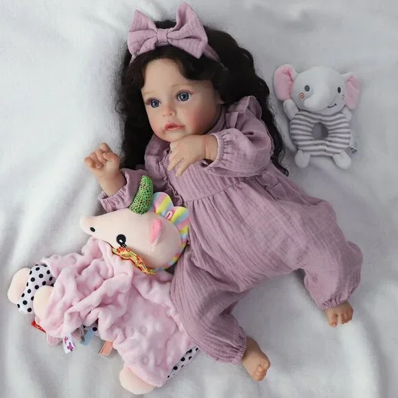 18 Inch Reborn Baby Doll Girl Realistic Silicone Soft Body Toy Gift for Kids - Picture 7 of 8